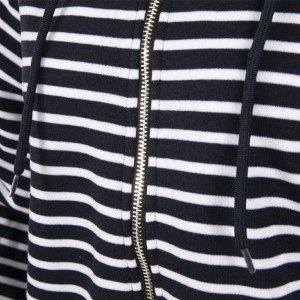 stripe zipper hoody jacket for women